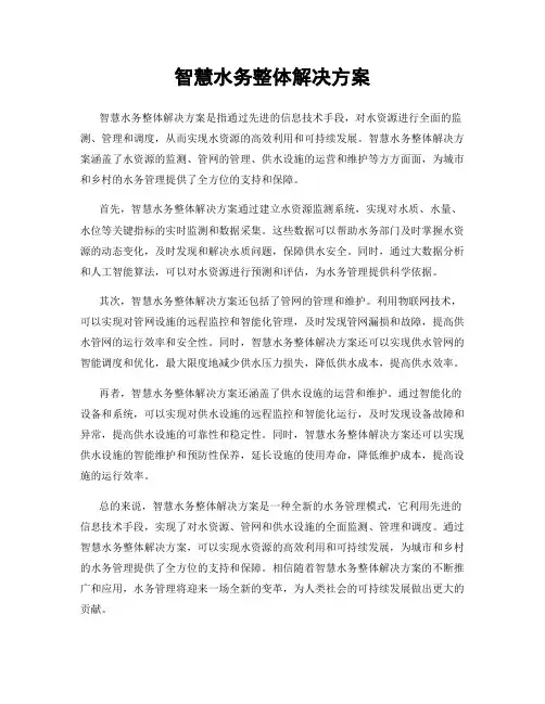 智慧水务整体解决方案