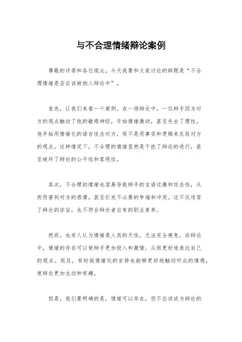 与不合理情绪辩论案例