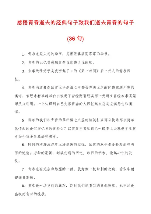 感悟青春逝去的经典句子致我们逝去青春的句子