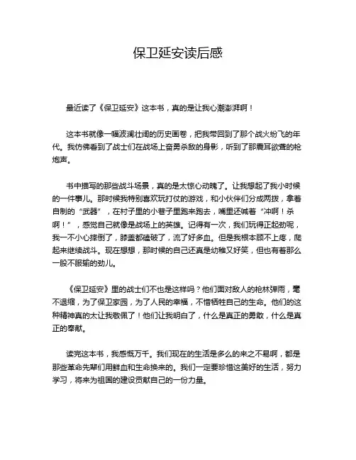 保卫延安读后感
