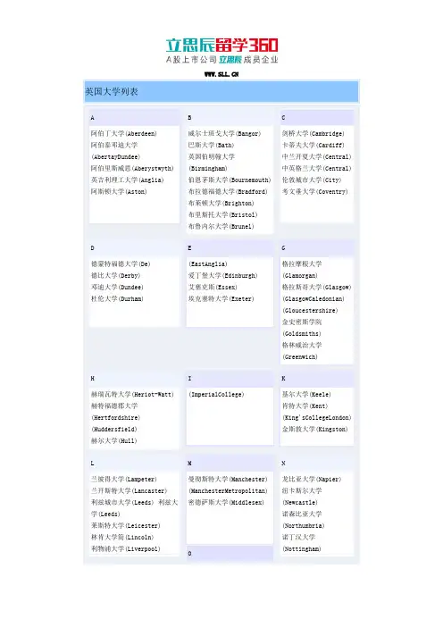 英国大学列表