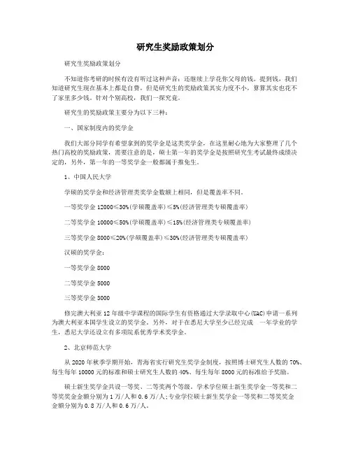 研究生奖励政策划分