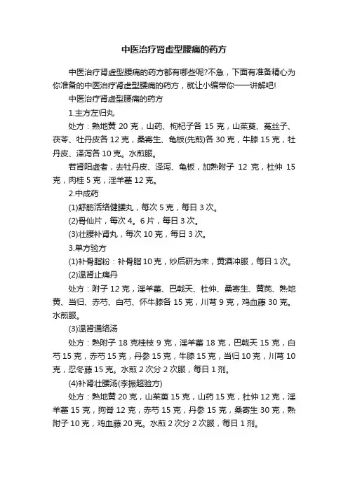中医治疗肾虚型腰痛的药方