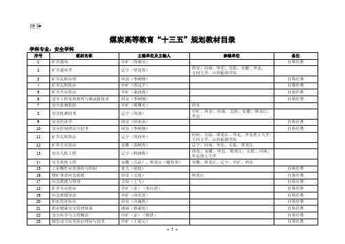 煤炭高等教育“十三五”规划教材目录