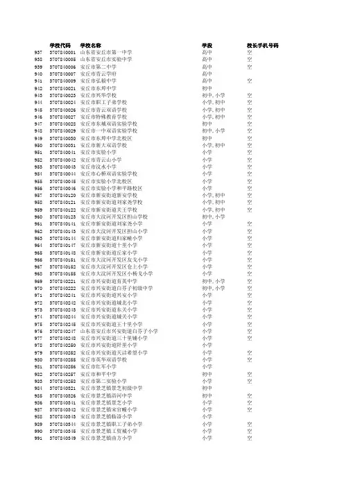 安丘市学校需完善信息登记表