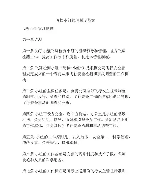 飞检小组管理制度范文