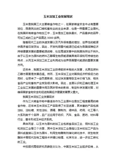 玉米深加工业发展现状