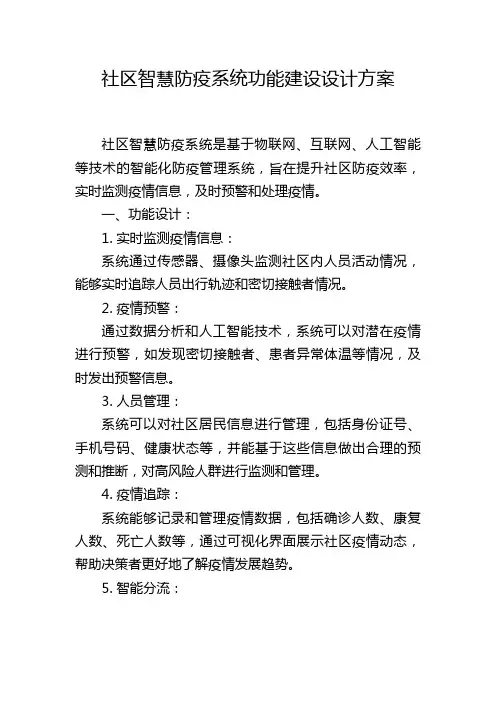 社区智慧防疫系统功能建设设计方案