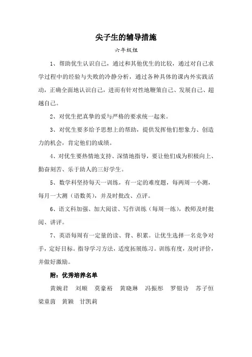 尖子生的辅导措施