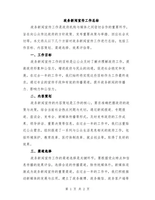 政务新闻宣传工作总结