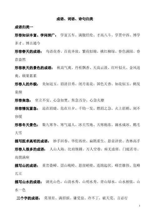 成语、词语、诗句归类