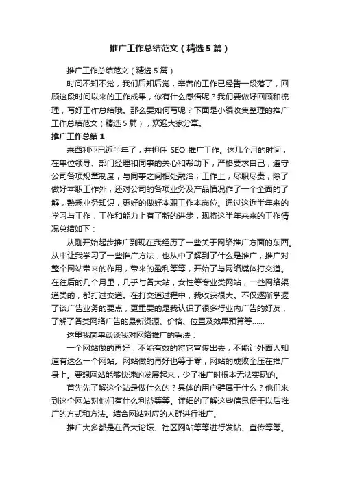 推广工作总结范文（精选5篇）
