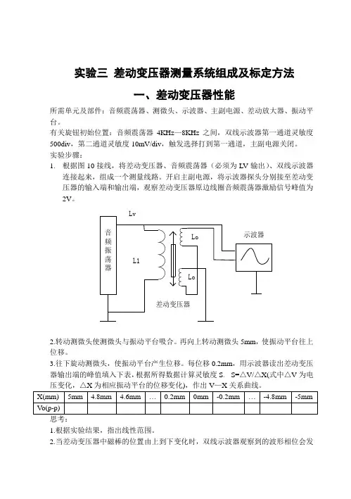 传感器原理及应用实验指导书