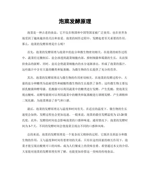 泡菜发酵原理