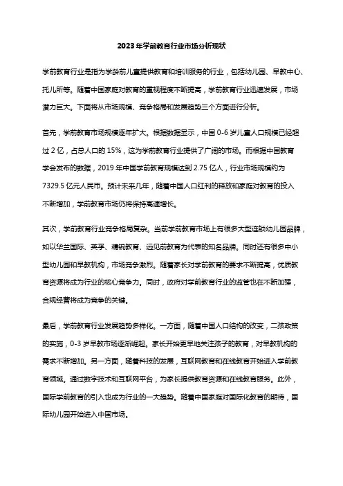 2023年学前教育行业市场分析现状