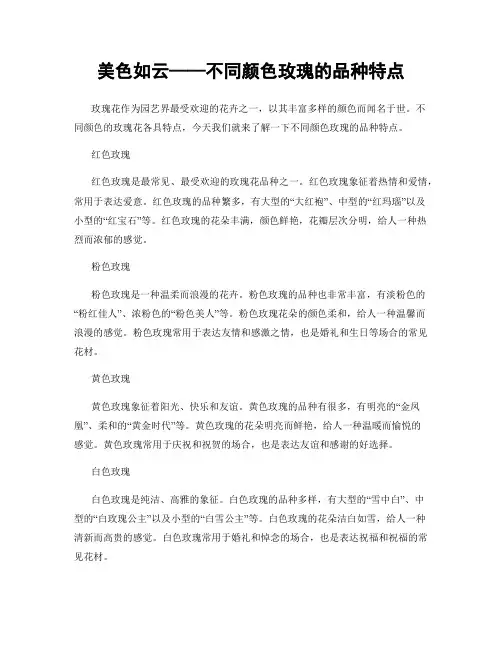 美色如云——不同颜色玫瑰的品种特点