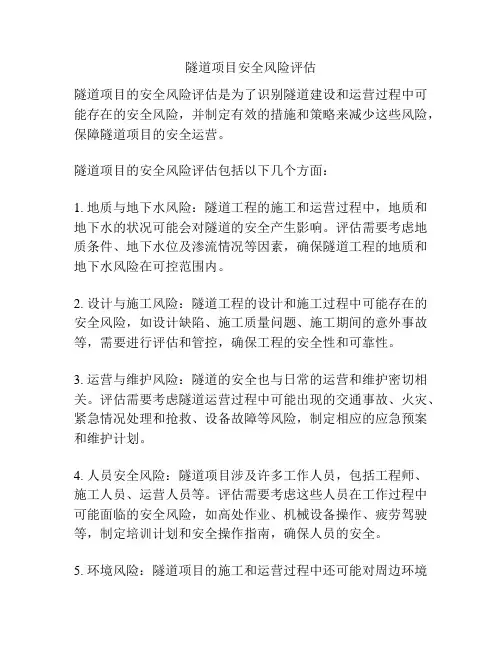 隧道项目安全风险评估