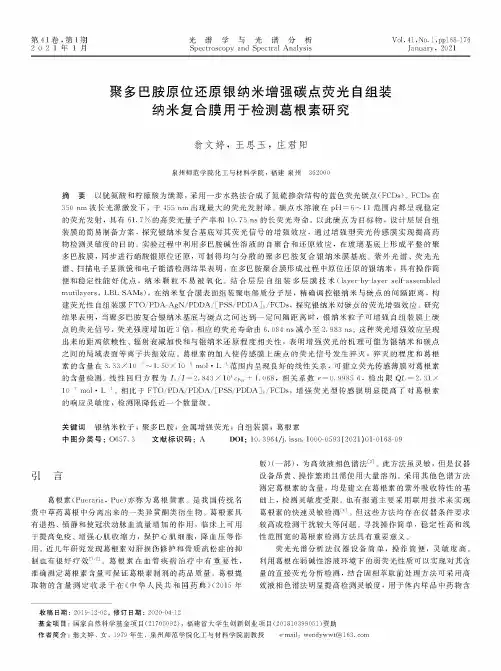 聚多巴胺原位还原银纳米增强碳点荧光自组装纳米复合膜用于检测葛根素研究