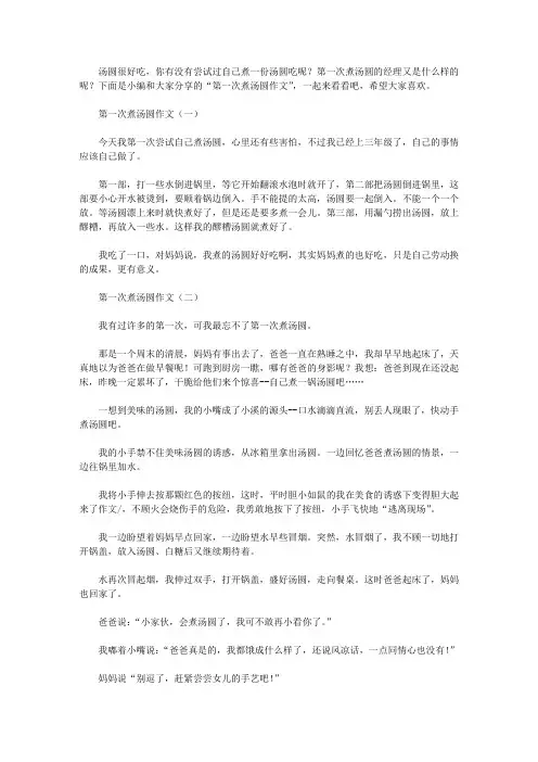 第一次煮汤圆作文