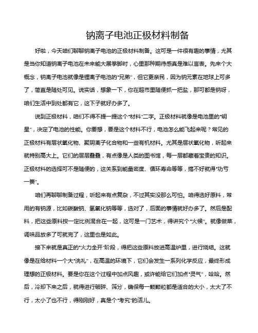 钠离子电池正极材料制备
