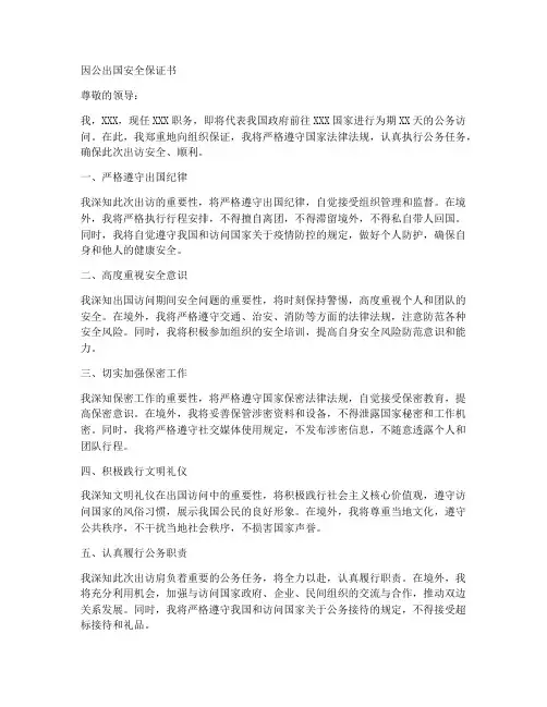 因公出国安全保证书