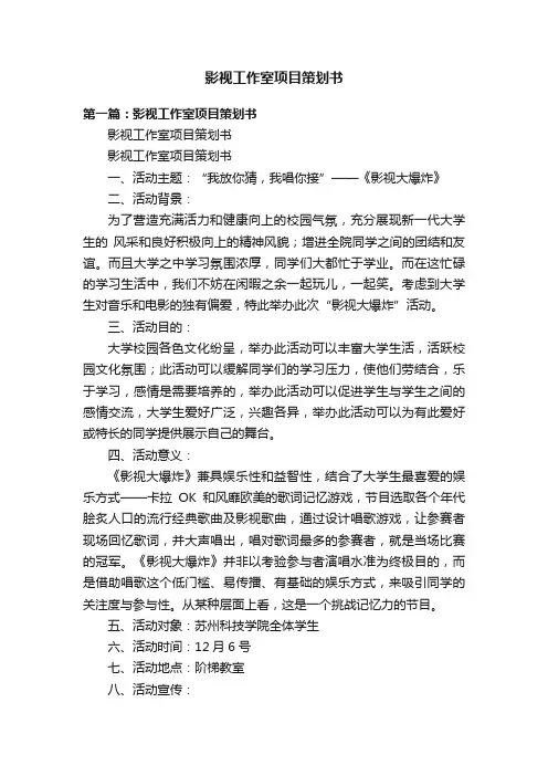 影视工作室项目策划书