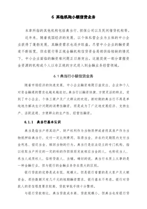 其他机构的小额信贷业务
