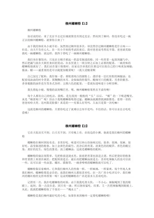 柳州螺蛳粉作文

