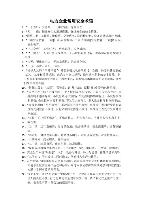 电力企业常用安全术语