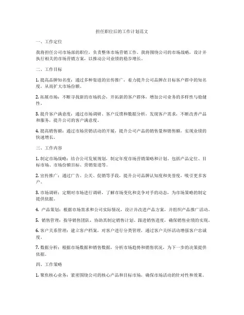 担任职位后的工作计划范文