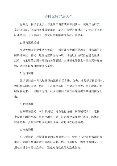 诱捕泥鳅方法大全