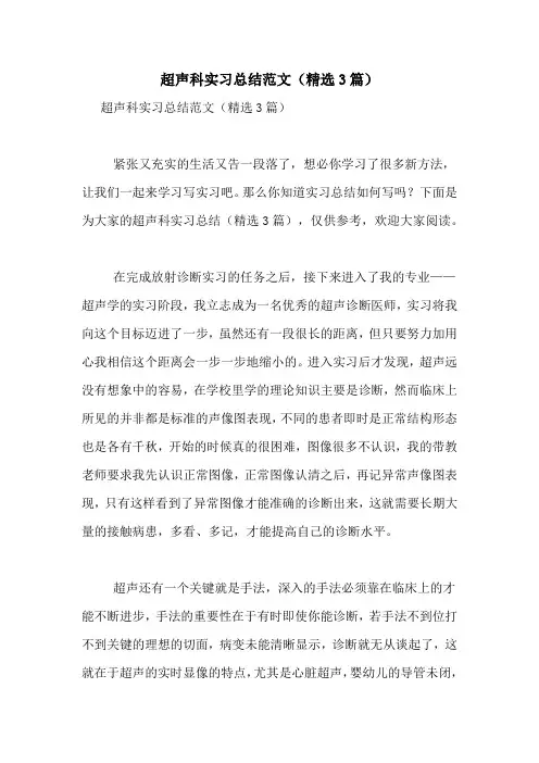 超声科实习总结范文(精选3篇)
