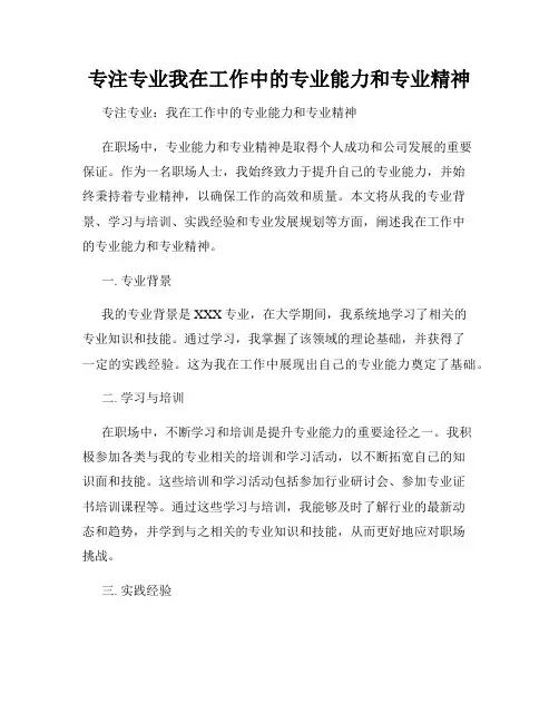 专注专业我在工作中的专业能力和专业精神