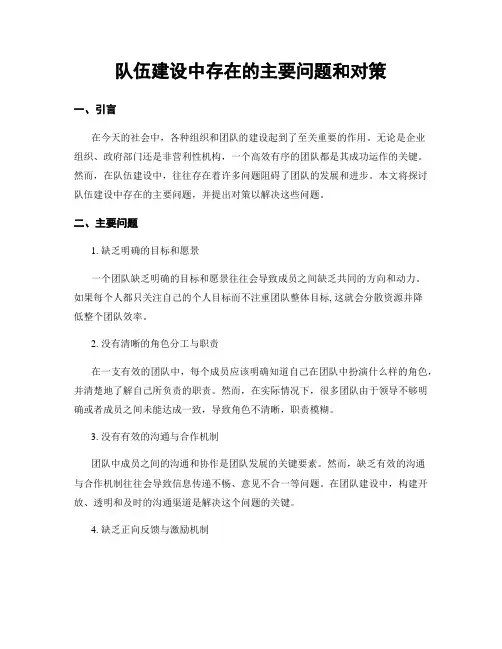 队伍建设中存在的主要问题和对策
