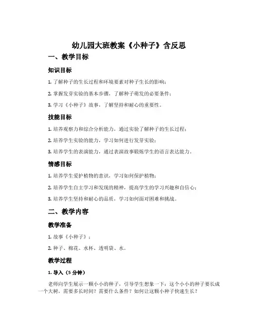 幼儿园大班教案《小种子》含反思