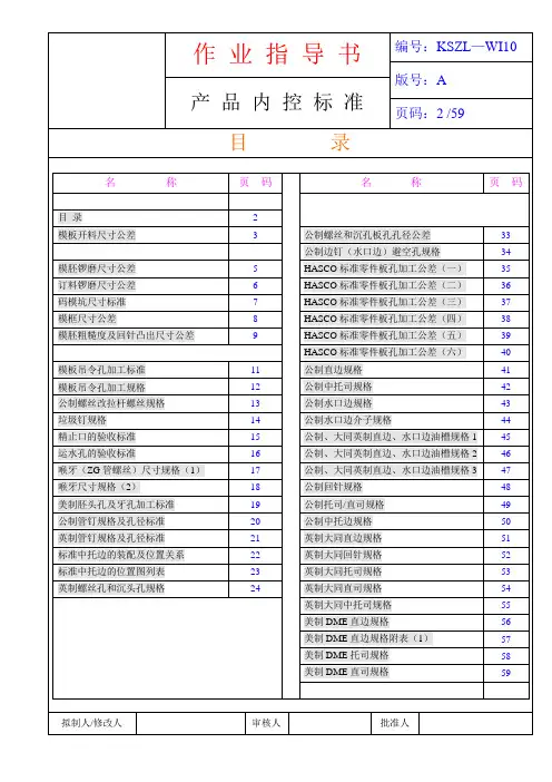 2020年模具模架加工CNC作业指导书参照模板