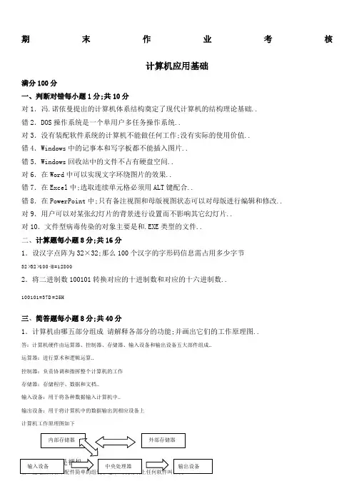 东师秋季《计算机应用基础》答案