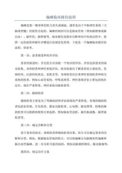 偏瘫临床路径流程