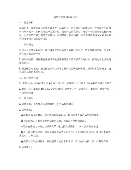 藏装营销策划方案范文