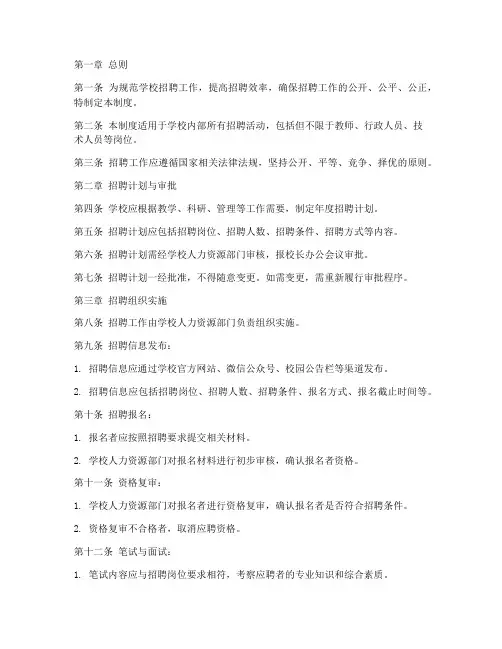 学校招聘管理制度模板