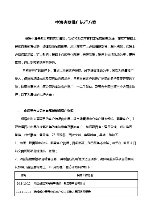 中海央墅推广执行方案