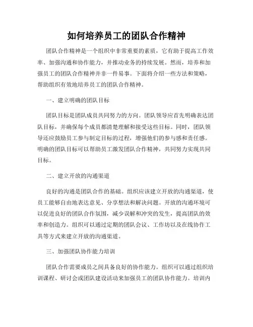 如何培养员工的团队合作精神