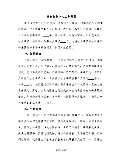 社会组织个人工作总结（2篇）