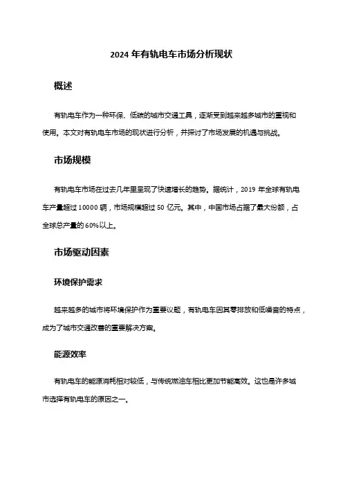 2024年有轨电车市场分析现状
