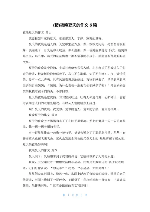 (精)夜晚夏天的作文6篇
