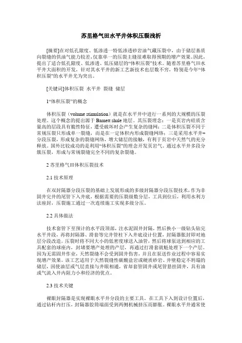 苏里格气田水平井体积压裂浅析