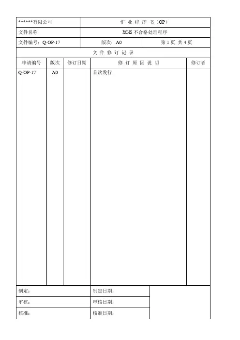 ROHS不合格处理程序
