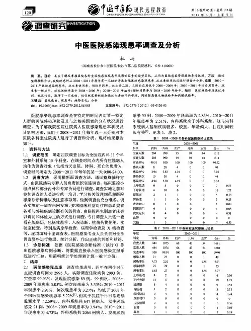 中医医院感染现患率调查及分析