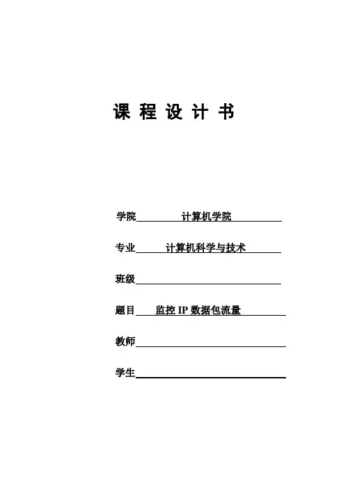 计算机网络课程设计---监控IP数据包流量