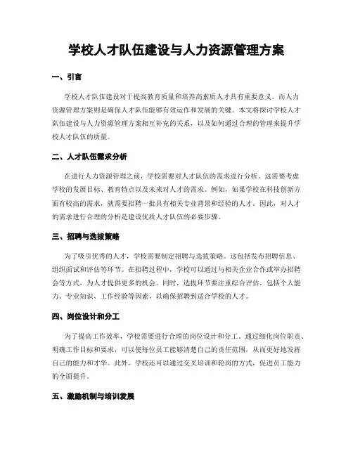学校人才队伍建设与人力资源管理方案